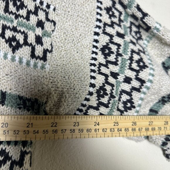 VTG Jantzen Sweater Men M Christmas Crew Knit Winter 90s Black White Abstract - Picture 8 of 12